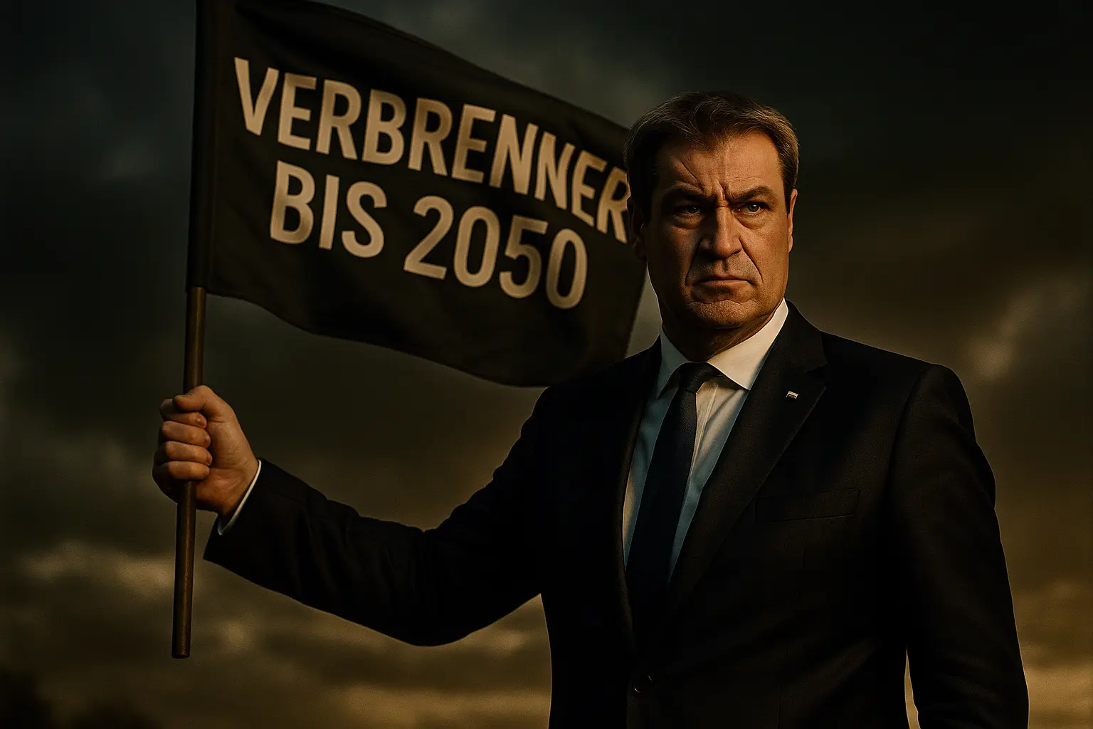 Markus Söder zum Verbrenner Aus 2025 auf einem Hügel